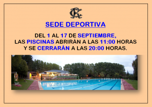 HORARIOS PISCINAS 2018 @ Sede Deportiva