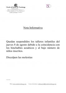 Talleres suspendidos infantiles 08-08-2019 @ Sede Deportiva