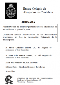 Charla Colegio Abogados Cantabria @ Sede Central