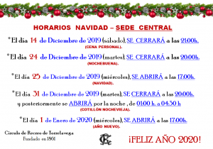 Horarios Navidad Sede Central