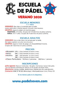 Escuela de Pádel Verano 2020 @ Sede Deportiva