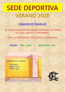 TAQUILLAS VERANO 2020 @ Sede Deportiva