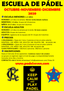 Escuela de Pádel 01-10-2020 @ Sede Deportiva