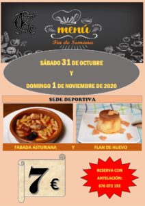 Menú fin semana 31-10-2020 @ Sede Deportiva