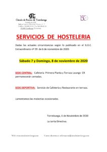 Hostelería 7 y 8-11-2020 @ Sede Deportiva