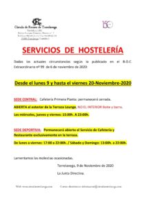 Hostelería 09 al 20-11-2020 @ Sede Deportiva