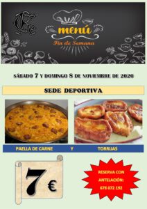 Menú fin semana 07-11-2020 @ Sede Deportiva