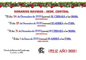 Sede Central Horario Navidad 2020 @ Sede Central
