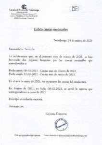 Cuotas Mensuales Marzo 2021 @ SEDE CENTRAL