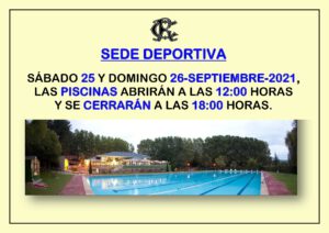 Piscinas 25 y 26-09-2021 @ SEDE DEPORTIVA