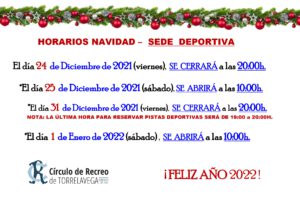 Horarios Navidad Sede Deportiva @ Sede Deportiva