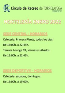 Hostelería Enero 2022 @ SEDE CENTRAL