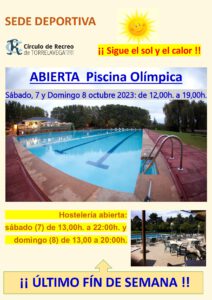 Abierta Piscina y Hostelería 07 y 08-10-2023 @ SEDE DEPORTIVA