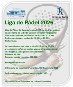 Liga Pádel Cantabria 2025 @ Sede Deportiva