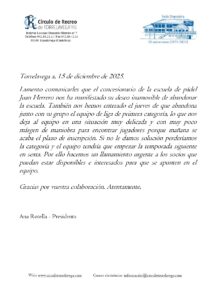 Escrito Pádel @ Sede Deportiva