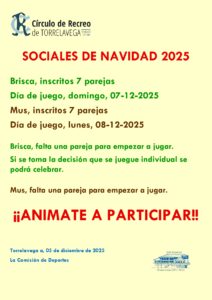 Sociales Navidad 2025 Brisca y Mus @ Sede Central