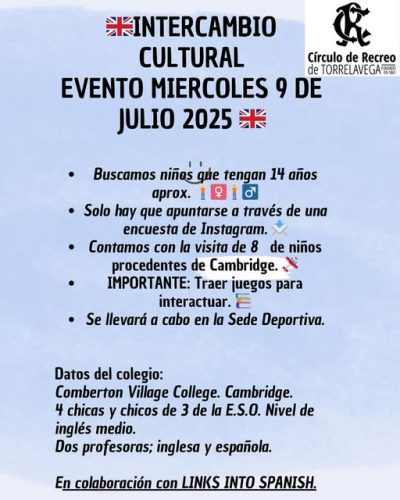 INTERCAMBIO CULTURAL INGLES 09-07-2025