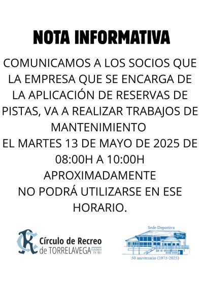 NOTA INFORMATIVA NO USAR APP PADEL 2025