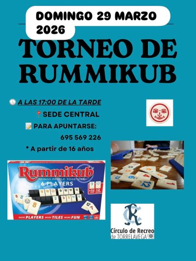 TORNEO DE RUMMKUB NUEVA FECHA 29-03-2026